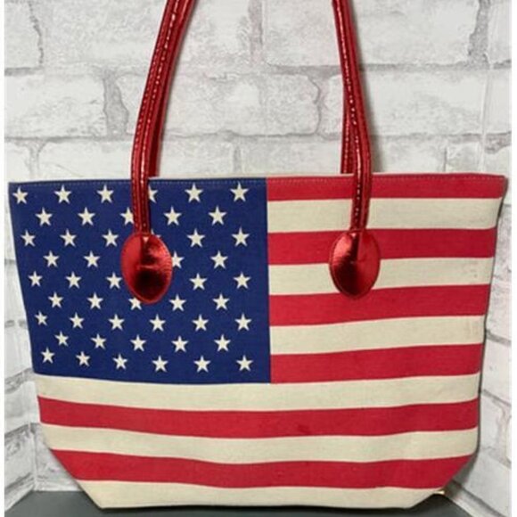 Private Label Handbags - USA Flag Star Printed Tote Bag